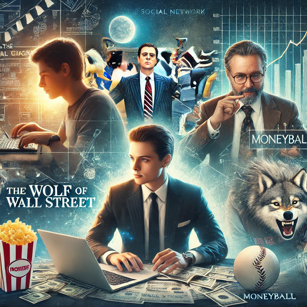 Dall·e 2025 02 10 10.09.44 A Creative Composition Featuring Five Famous Entrepreneurship Related Movies. The Image Includes Visual Elements Representing 'the Social Network,' 't - RVT Assessoria Contábil